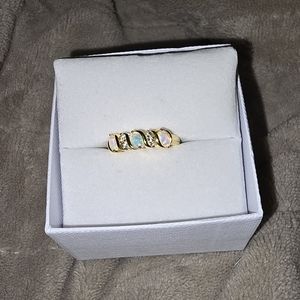Lab created White sapphires/Opals set in 18k yellow gold plated sterling silver